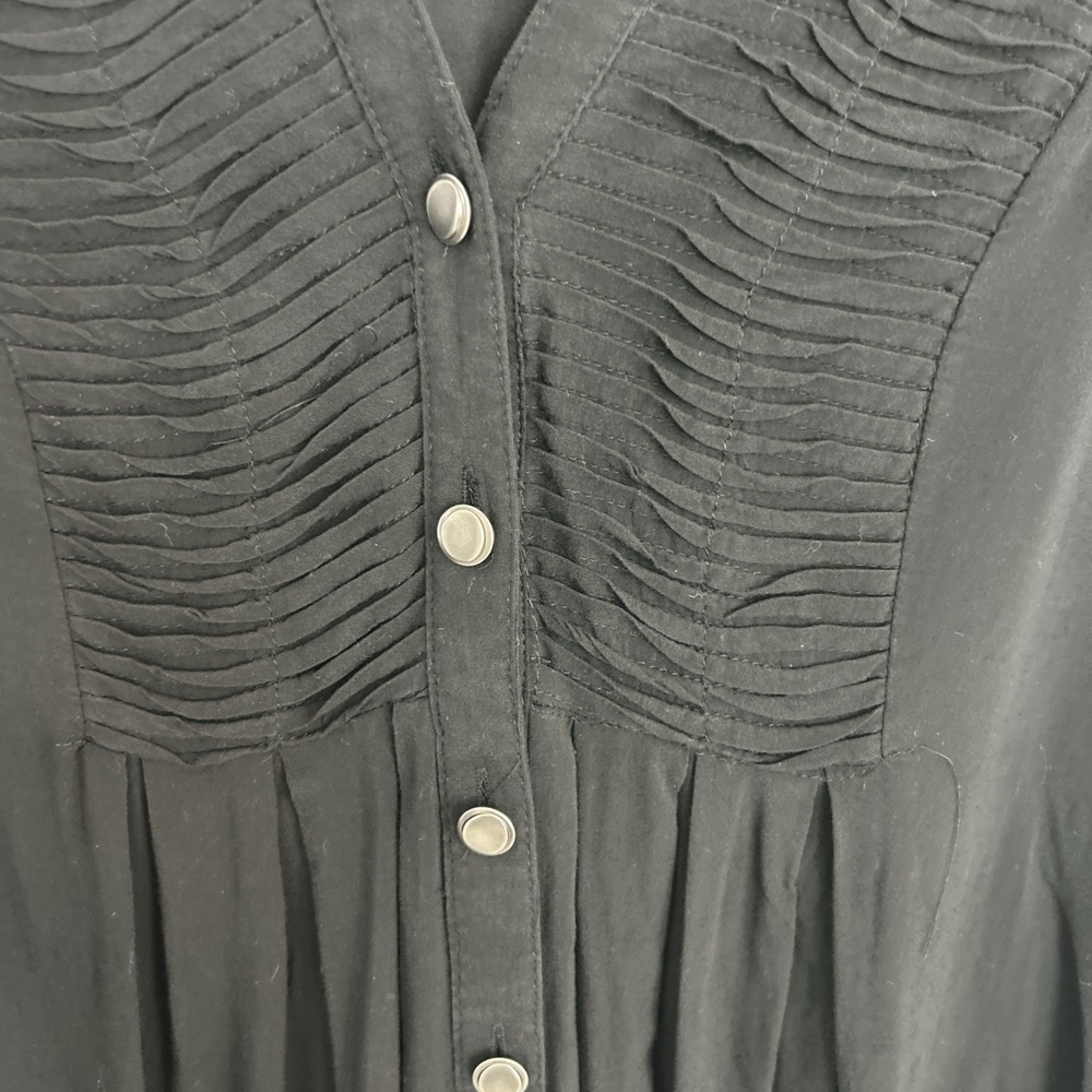Spence Black Women's Medium Long Sleeve Button Down Lightweight Blouse - Picture 3 of 11